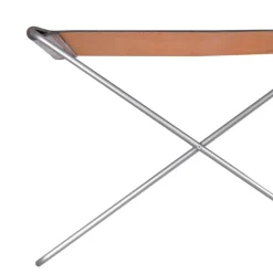 Taburete OX Stool, cuero coñac, acero inoxidable