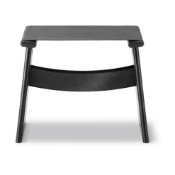 Taburete Seto, Canvas negro - roble lacado negro, incl. cojín de cuero negro