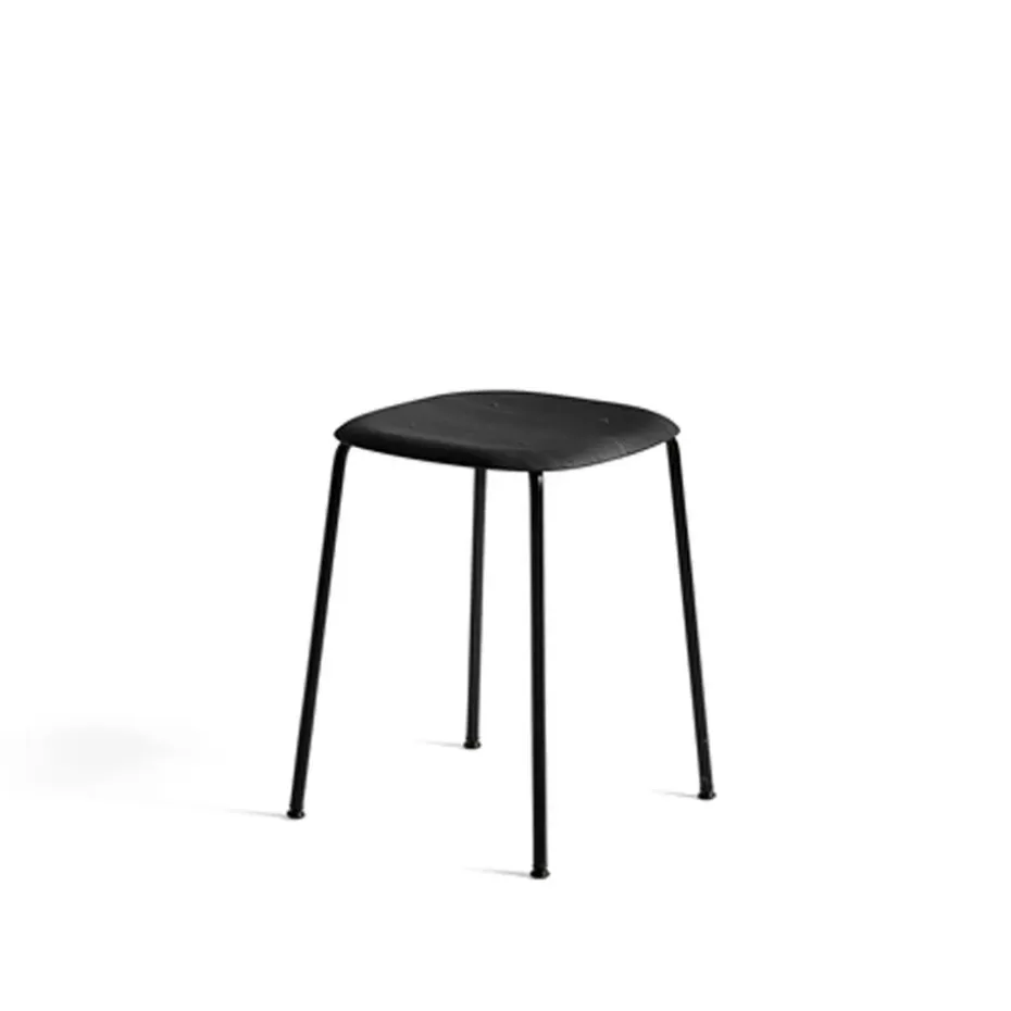 Taburete Soft Edge 70, Black oak-estructura de acero negra