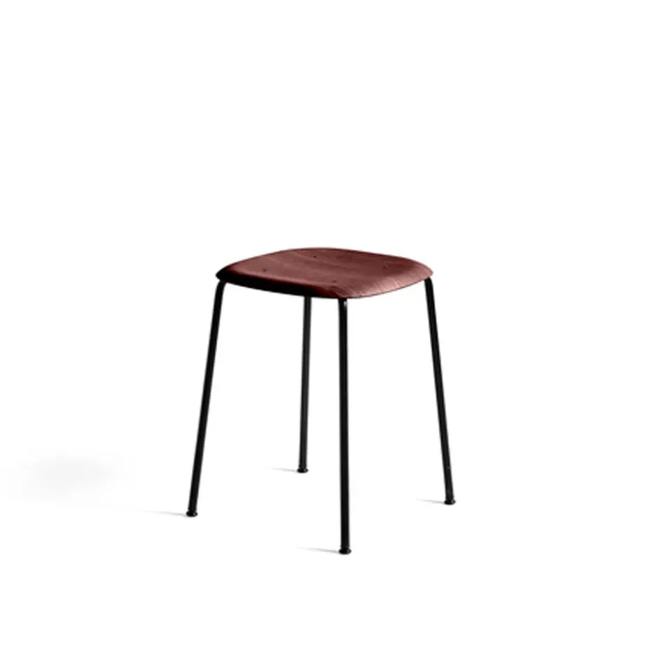 Taburete Soft Edge 70, fall red, estructura de acero negra