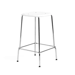 Taburete Soft Edge 85 Low, blanco, estructura de acero cromado