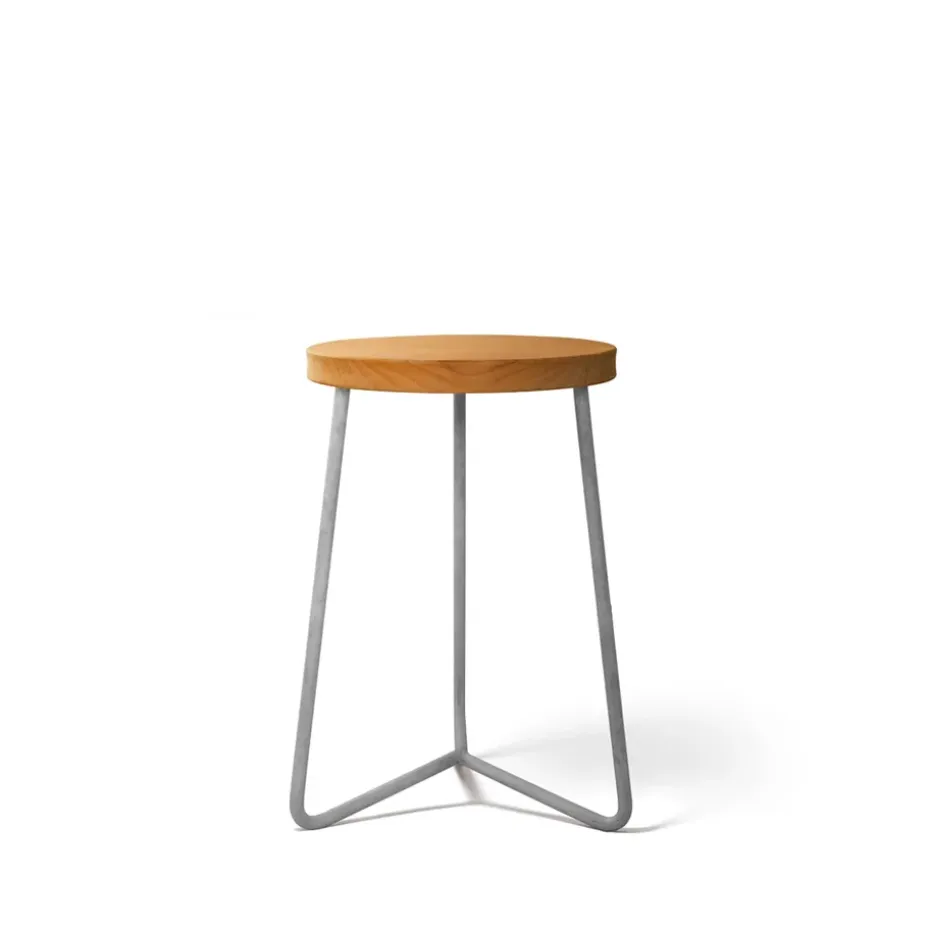 Taburete V-1, Teca-estructura de acero galvanizado en caliente, 45 cm