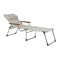 Tumbona alta Amigo con reposabrazos, Blanco-beige