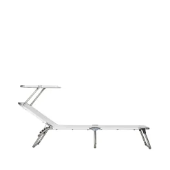 Tumbona de sol Amigo Top, Tela textaline white, estructura de aluminio, techo solar