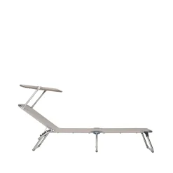 Tumbona de sol Amigo Top, Tela textaline taupe, estructura de aluminio, techo solar