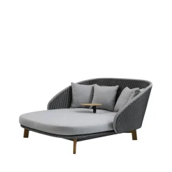 Tumbona Peacock Weave, Cane-Line Natté grey/light grey, incl. cojines gris claro & mesa