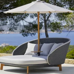 Tumbona Peacock Weave, Cane-Line Natté grey/light grey, incl. cojines gris claro & mesa