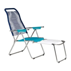 Tumbona Spaghetti con reposapiés, Multi, azul