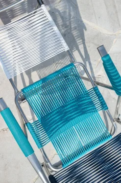 Tumbona Spaghetti con reposapiés, Multi, azul