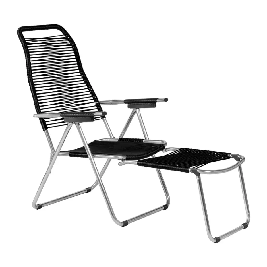 Tumbona Spaghetti con reposapiés, Negro