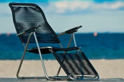 Tumbona Spaghetti con reposapiés, Negro