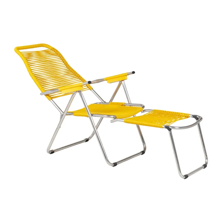 Tumbona Spaghetti con reposapiés, Amarillo