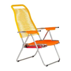 Tumbona Spaghetti con reposapiés, Multi, amarillo