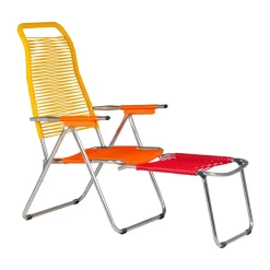 Tumbona Spaghetti con reposapiés, Multi, amarillo
