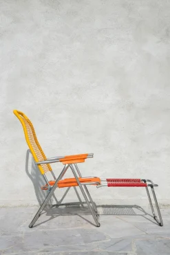 Tumbona Spaghetti con reposapiés, Multi, amarillo