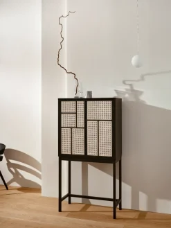 Vitrina Air, Negro, ratán