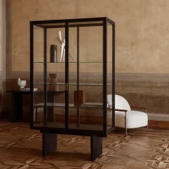 Vitrina Private, Vidrio, marrón-roble teñido de negro