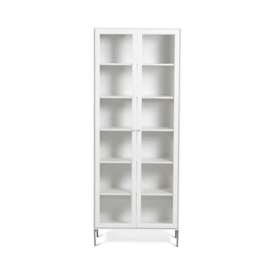 Vitrina Volt 190 cm lacado blanco, Detalles en acero inoxidable